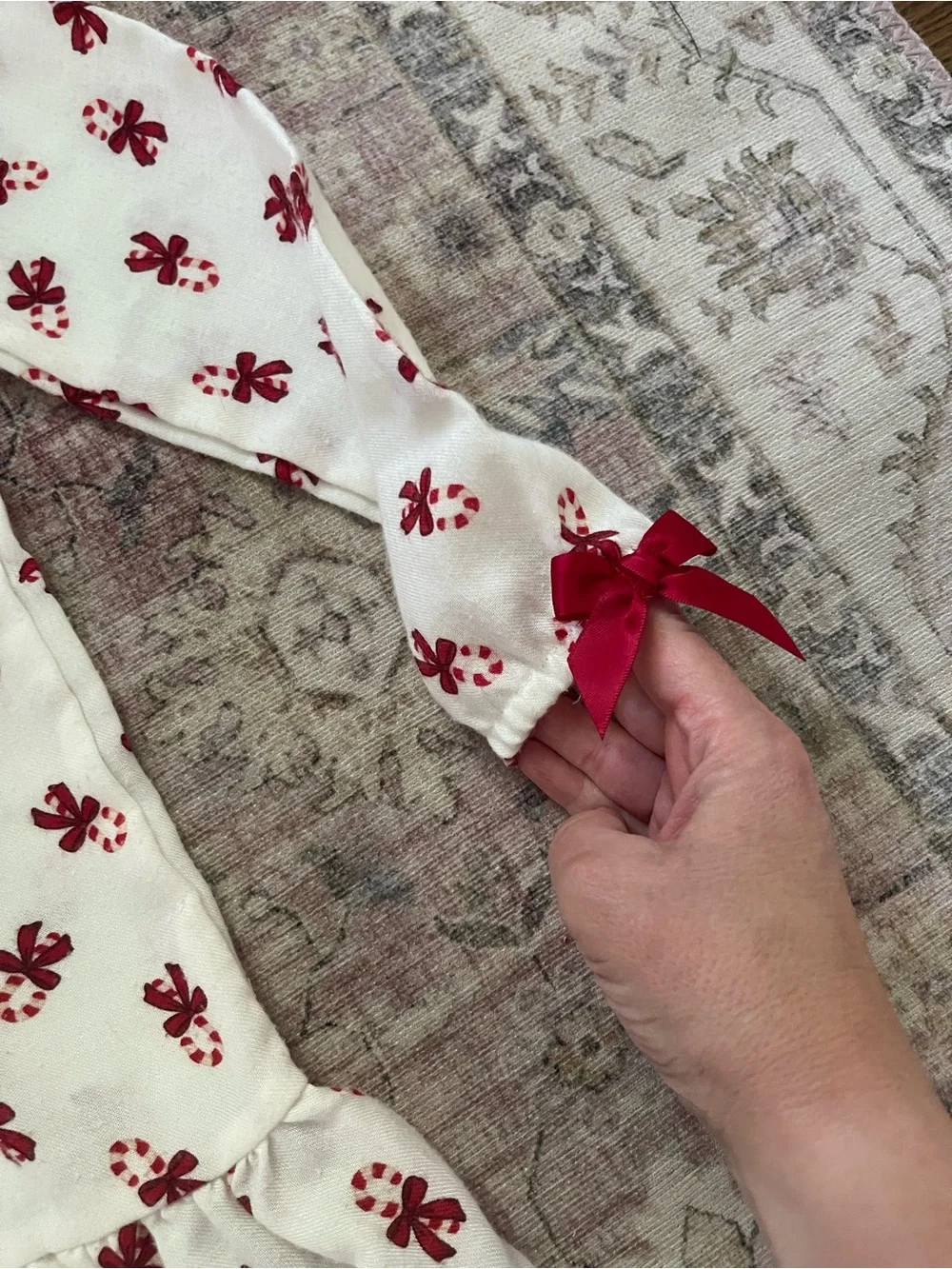Candy cane flannel ruffle nightgown